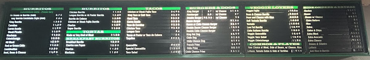 King Burrito Mexican Food Menu - Image 3