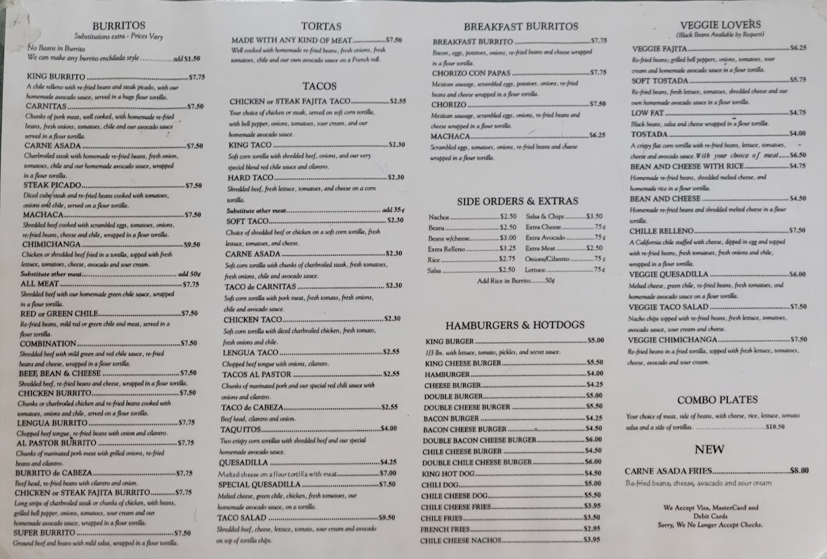 King Burrito Mexican Food Menu - Image 5